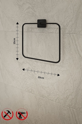 Alper Banyo Jasmin Kare Yapışkanlı Siyah Kare Havluluk Siyah