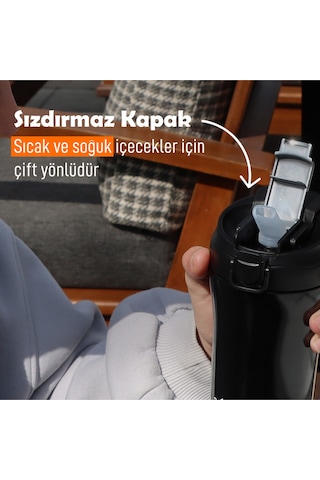 Any Morning Sı232021 İki Ağızlı Termos Mug Siyah 400 Ml