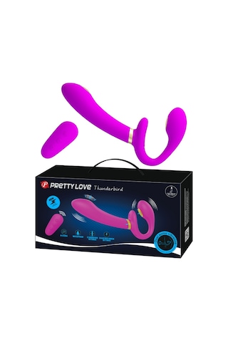 Lilitu Shop Pretty Love 2268 USB Şarjlı Uzaktan Kumandalı Elektro Uyarımlı Çift Taraflı Strapon Teknolojik G-Spot Vajinal Vibratör