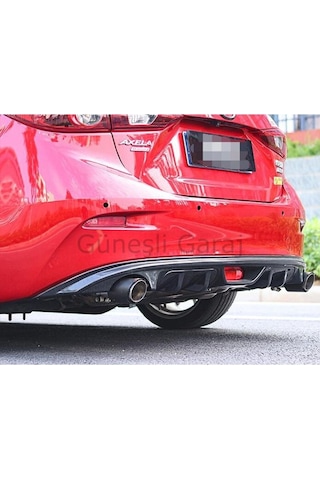 Mazda 3 Uyumlu Çift Çıkış Difüzör Parlak Siyah Difizör Plastik 2014 2015 2016 2017 2018 2019