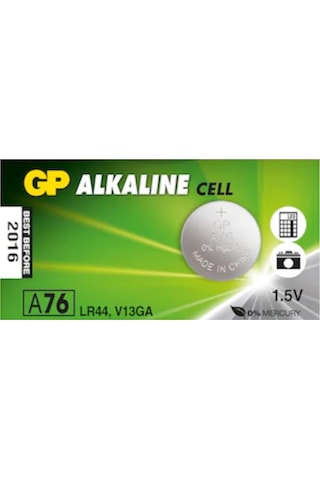 GP A76 LR44 1.5V Alkalin Kartela Düğme Pil 1 adet