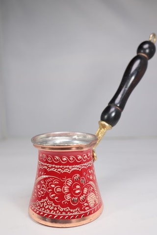 Bakır Özel Çini İşlemeli Cezve