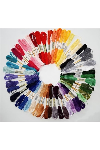 Almila 50 Adet Muline 8 Metre 6 Kat Farklı Renk Kanaviçe Nakış Ip