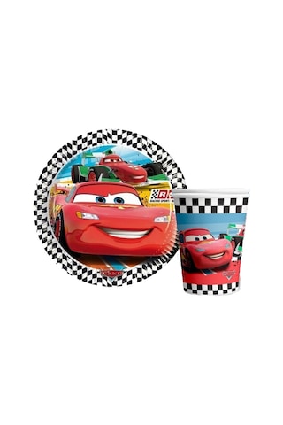 Arabalar Cars Şimşek Mcqueen Temalı Karton Tabak Ve Bardak Seti 8+8 Adet Tüm Yaşlar