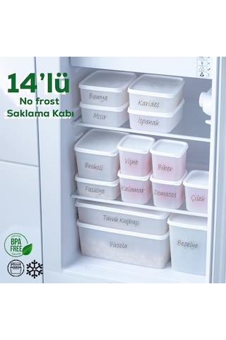 Porsima Çok Amaçlı -20 C Derin Dondurucu Saklama Kabı Seti 14'lü Set Beyaz