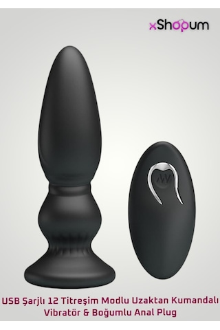 xShopum Usb Şarjlı 12 Titreşim Modlu Uzaktan Kumandalı Vibratör & Boğumlu Anal Plug