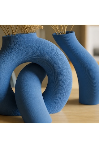 Alvera Interlocking Vazo 3d Baskı Iç Içe Geçen Dekoratif Vazo-mavi