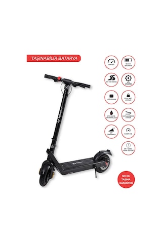 X9 Elektrikli Scooter - Çıkartılabilir Bataryalı 850w Katlanabilir Scooter Siyah