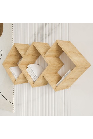 Galaxy Duvar Rafı Ahşap Siyah - Safir Meşe Safir Meşe