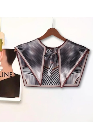 Walkenzo 4864 Şık Desenli Bağlamalı Modern Kadın Omuz Şalı Gri