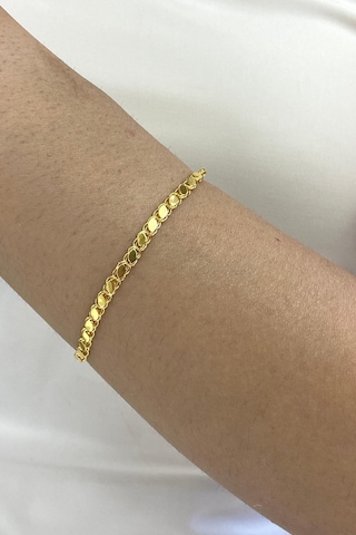 14 Ayar Altın İnce Pullu Zincir Bileklik 4,5 Mm Sarı Sarı Altın