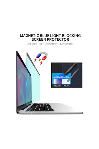 Mufunye Macbook Uyumlu Pro/air 13" 2018-2020 Manyetik Mavi Işık Engelleyici Ekran Koruyucu - Glaresız, Uv Engelleyici, Göz Kullandımı Azaltıcı 299x195mm