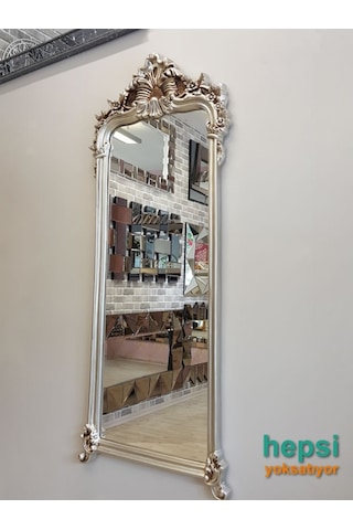 Vintage Madam Model Gümüş Renk Varaklı Boy Aynası Gümüş