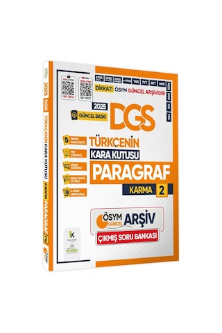 2025 DGS Türkçenin Kara Kutusu PARAGRAF 2 KARMA ÖSYM Çıkmış Soru Bankası K. Özetli Video/PDF Çözümlü