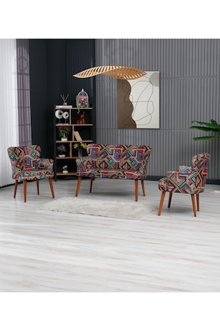 Harmony Milano Çay Seti Koltuk Takımı Cafe, Ofis, Balkon, Yazlık, Teras, Bahçe Koltuğu Berjer Çok Renkli