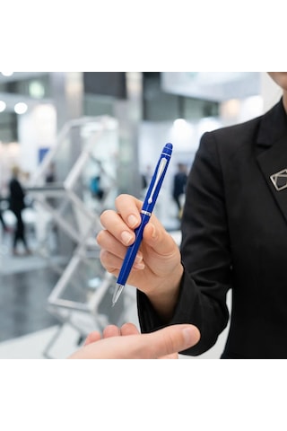 Bk Kurumsal Promosyon 1022 Metal Lacivert Touchpen Kalem 10 Adet Lazer Baskılı Logolu Tükenmez Kalem