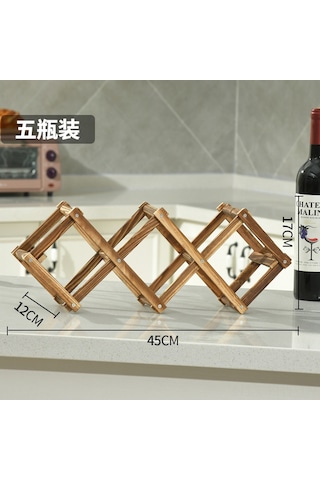 Hangfox Ahşap İçki Rafı, Gökyüzü Ağacı Malzemesi, Yaratıcı Katlanabilir Tasarım, Beş Şişelik Kapasite, Ev Dekorasyonu, Dayanıklı Kullanım