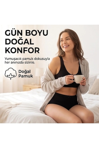 Genel Kadın Pamuklu Düz Bato Külot Paket Siyah Beyaz Ten Normal Bel Klasik Kesim Günlük İç Çamaşırı