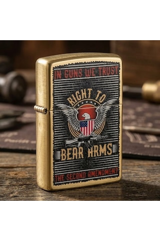 Zippo In Guns We Trust Dizayn Çakmak Sarı