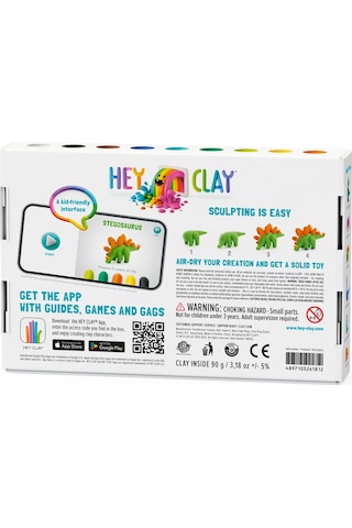 Hey Clay Hava İle Kuruyan Kil 6'lı Kutu - Dinozorlar Stegosaurus, Pachycephalosaurus, Brachiosaurus