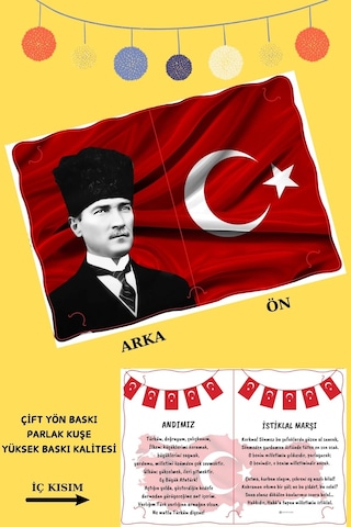 10 Adet Karne Kılıfı - Atatürk Ve Türk Bayrağı - Kuşe Malzeme -