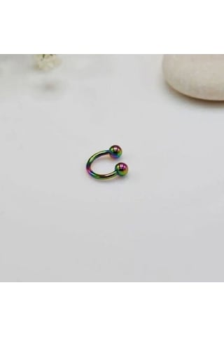 Çelik Tragus 6 Mm Helix Piercing Hologram Renk Ucu Toplu Renkli