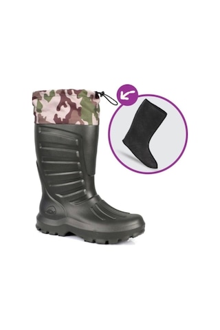 Sonimix Kauçuk Avcı Çizme Termal Çoraplı Boğazlı Poli Erkek Çizme