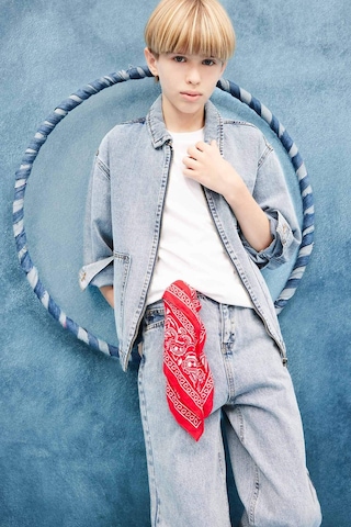 Defacto Erkek Çocuk Polo Yaka Jean Ceket F3152a825aunm39 Mavi