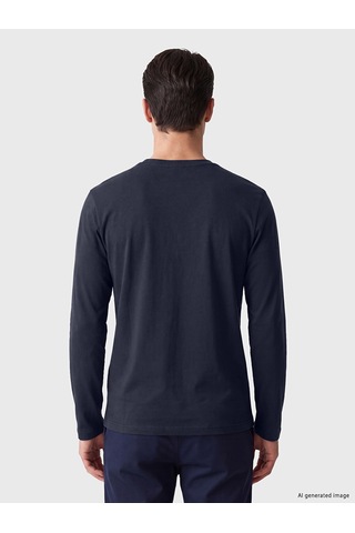 Lcwaıkıkı Classic Lacivert Bisiklet Yaka Baskılı Erkek Sweatshirt