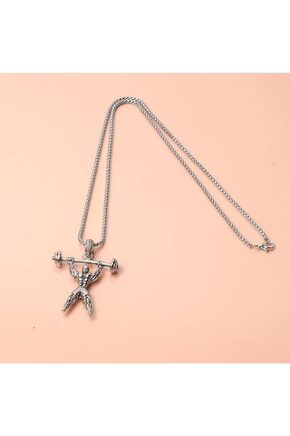 Halterci Vücut Geliştirme Gym Erkek Kolye Çelik Takı Aksesuar K24