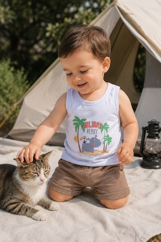 Babyhola Holiday Baskı Erkek Bebek Atlet Şort Yazlık Takım 3521 Kahverengi
