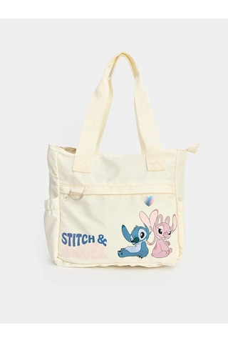 Lc Waikiki Ekru Stitch Ve Angel Baskılı Kız Çocuk Omuz Çantası