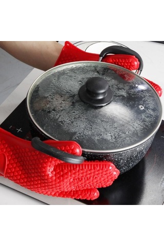 Gül Kırmızı 1 Çift Pişirme Araçları Beş Parmak Kalp Silikon Eldi Fırın Eldivenleri Haşlanma Önleyici Kapaklar&Aksesuarlar 56514548