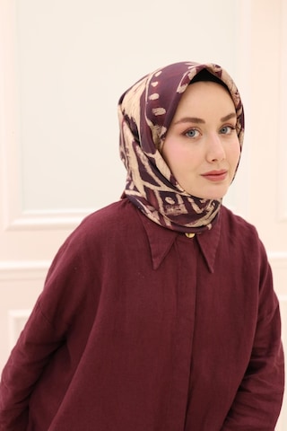 Silk Home Twill İpek Eşarp 11462-02 Bordo, Mürdüm, Bej