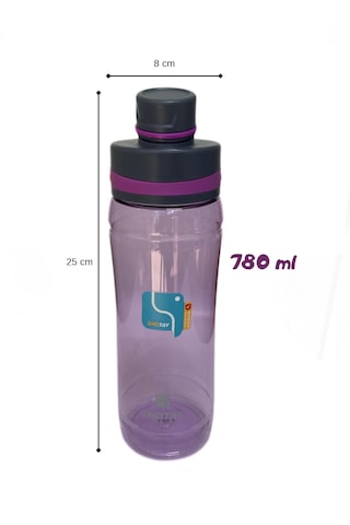 780 Ml Plastik Motivasyon Matarası Kilitli Ve Taşıma Kulplu Koyu Mor