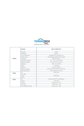 Tommatech 512w Taşınabilir Güç Kaynağı Power Station V Serisi