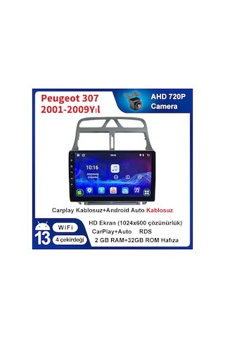 Peugeot 307 2001-2009yıl Carplay 9inç 2/32gb Multimedya