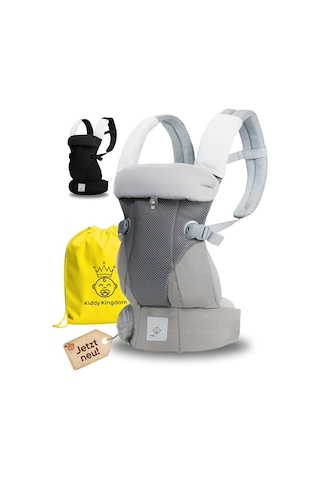 Kiddy Kingdom 3'ü 1 Arada Ergonomik Bebek Taşıyıcı Nefes Alabilen 3D Soft Mesh, Yenidoğan Için Portbebe Gri Tek Ebat