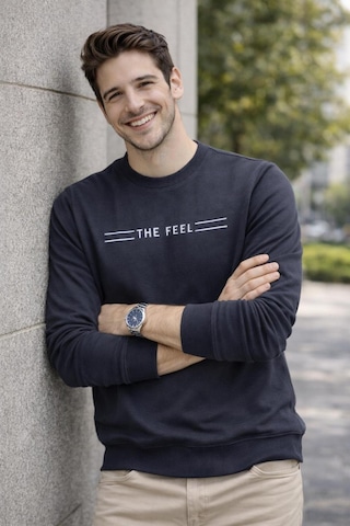The Feel Rio Erkek Dar Kesim Flim Fit Bisiklet Yaka Desenli Kazak Gri