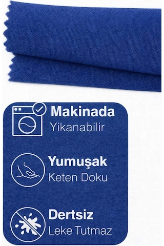 Perdeyap1980 Kadife Dokulu Parlement Mavisi Renk Ada Serisi Runner 40 X 140 Cm Mavi