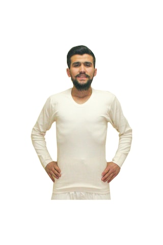 Ceylanoğlu %100 Pamuk Krem Uzun Kol - Üst İçlik - İnterlok -Pamuk Çok Renkli