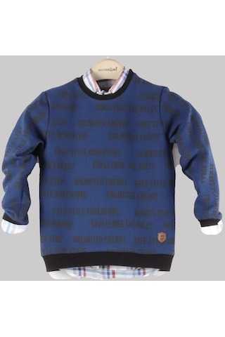Alexandergardi Alexandergardı Desenli Bisiklet Yaka Çocuk Sweatshirt C22-90400 001 Lacivert