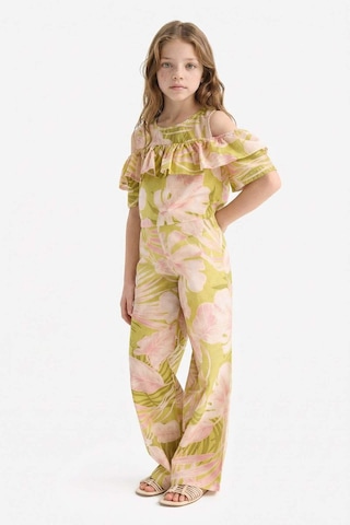 DeFacto Kız Çocuk Desenli Wide Leg Geniş Paça Pamuklu Pantolon D7610A825SMGN115 Yeşil