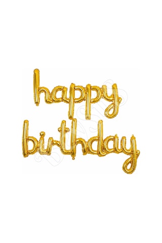 Happy Birthday El Yazısı Folyo Balon Gold Altın
