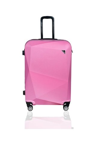 Polo&Sky Elmas Model Pembe Renk Büyük Boy Valiz Bavul