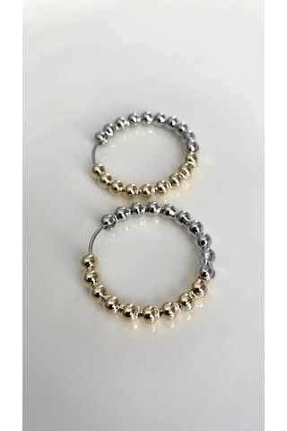 Justgaf Gümüş / Altın İki Renkli Dorika Toplu Halka Küpe Gold - Gümüş