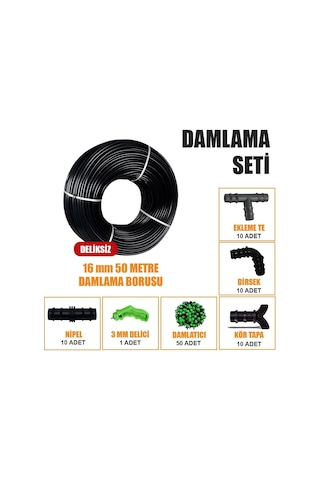 50 Metre Damla Sulama Sistemi Damlama Borusu Ve Ek Parçaları Bahçe Ağaç Fidan Sebze Sulama Ekipmanları Damlama H