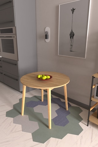 Vilinze Avanos Yuvarlak Sabit Mdf Mutfak Masası - Q90 Cm Naturel Naturel