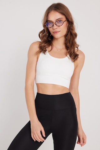 Tudors Kadın Slim Fit Dar Kesim Bisiklet Yaka Kalın Askılı Esnek Ekru Spor Atlet-37807 Ekru