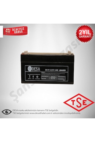 Tse Belgeli Desa 12 Volt 1.3A Akü -12V 1.3 Ah Bakimsiz Kuru Akü 383625013 Tse Belgeli Desa 12 Volt 1.3A Akü -12V 1.3 Ah Bakimsiz Kuru Akü 383625013
